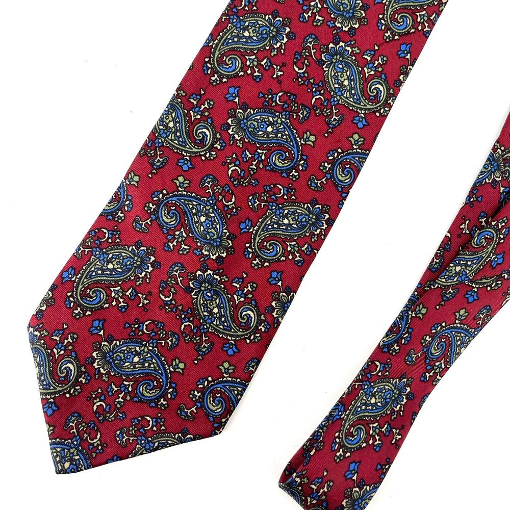 Nordstrom Mens’s Red 100% Silk Hand-Made Paisley Necktie‎ Tie 3.5 x 58